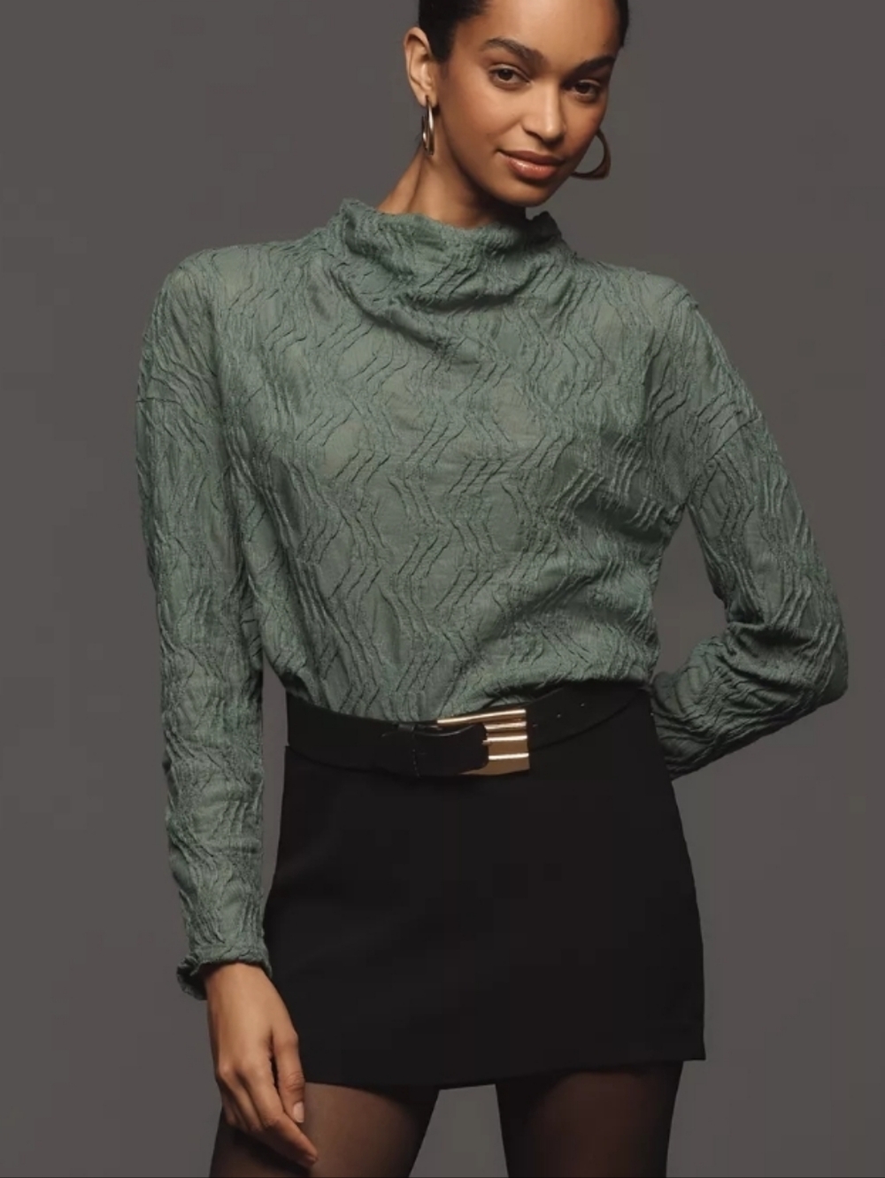 Anthropologie Textured Funnel-Neck Top